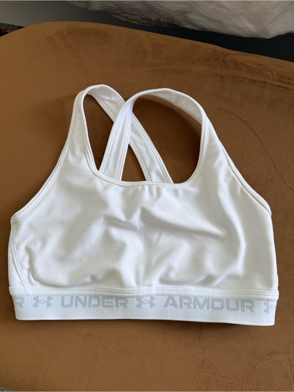 Under Armour White Crossback Sports Bra Size Medium